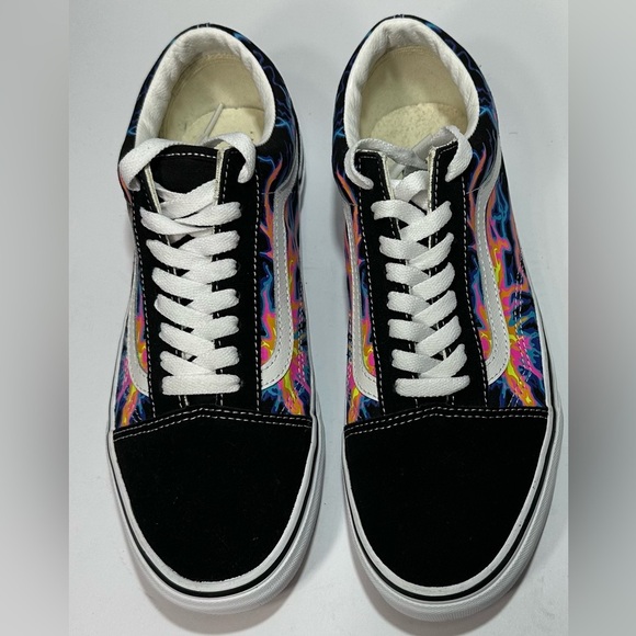 Vans Colorful Black Sneakers with White Laces brand es size 9 - Picture 1 of 5